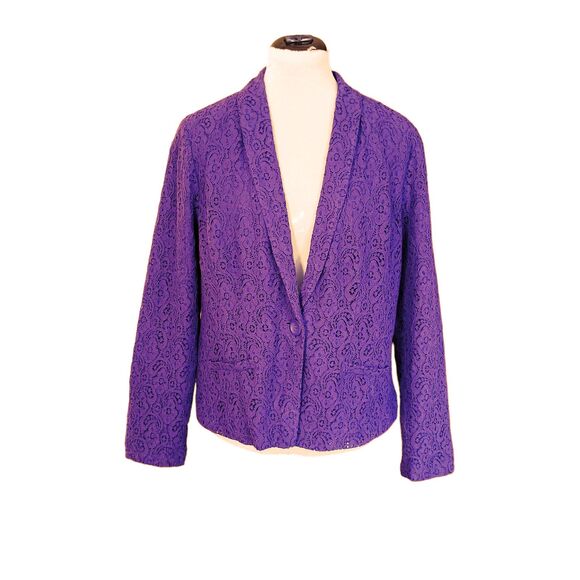 Sofia Vergara Women's Blazer XL Purple Lace Light Peplum Twee Fairy Cottage Boho - Picture 11 of 16